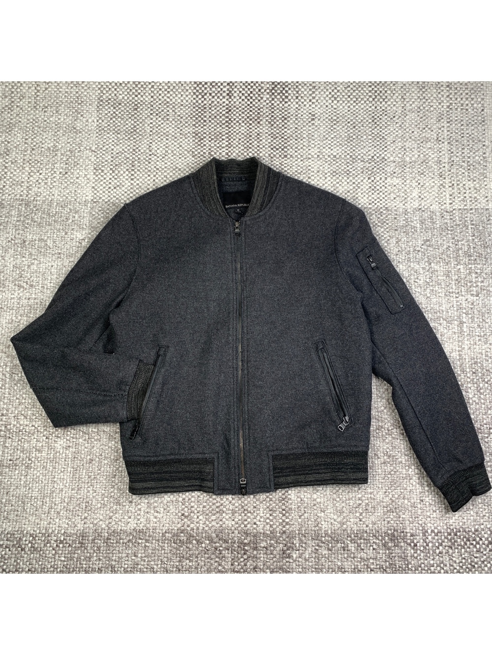 Banana Republic Women's Gray Wool Blend Bomber Jacket, Size M
